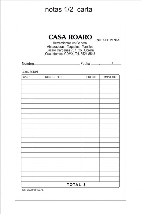 NOTAS DE REMISION MEDIA CARTA